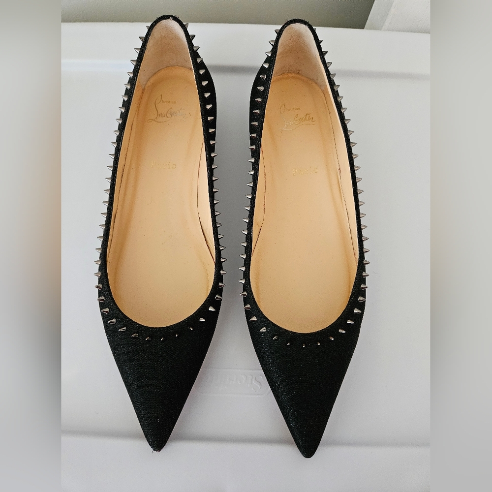 Christian Louboutin Black Spiked Flats (Size 41)